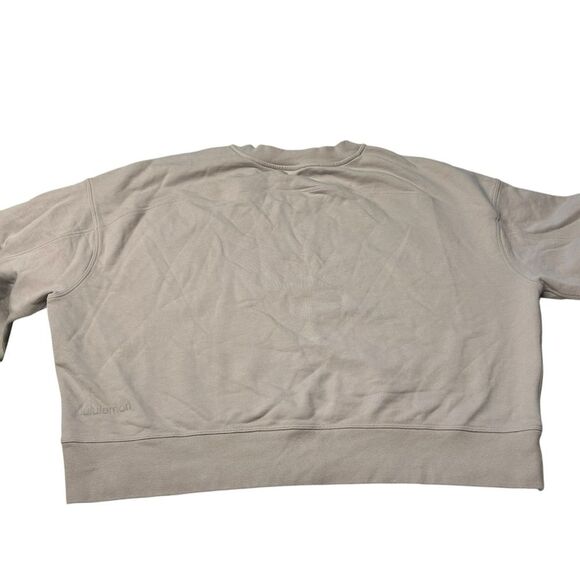 Lululemon Women’s 12 Crewneck Sweatshirt Natural Beige Oversized Cotton Crop - Picture 4 of 8